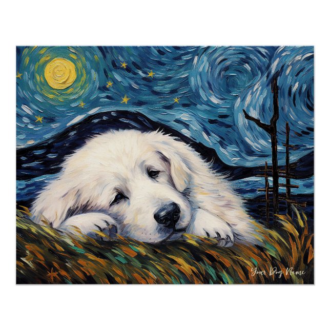 The starry night - Great Pyrenees Puppy Dog 003 -  Poster (Front)