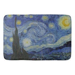 The Starry Night, oil painting, Vincent Van Gogh Bath Mat