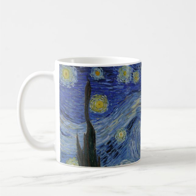 The Starry Night, oil painting, Vincent Van Gogh Coffee Mug (Left)