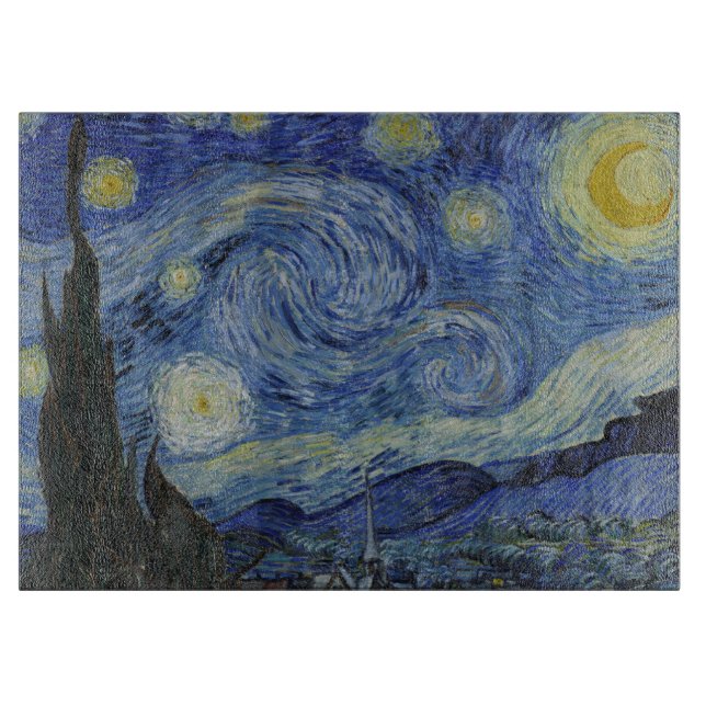 The Starry Night, oil painting, Vincent Van Gogh Cutting Board (Front)