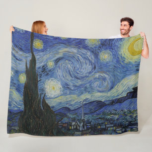 The Starry Night, oil painting, Vincent Van Gogh Fleece Blanket