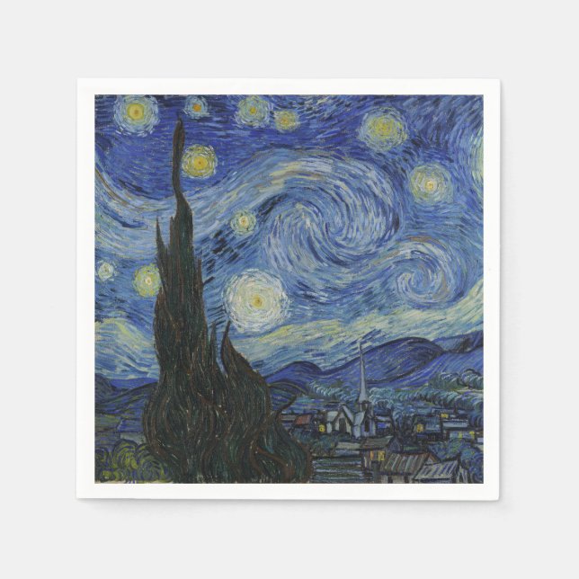 The Starry Night, oil painting, Vincent Van Gogh Napkin (Front)