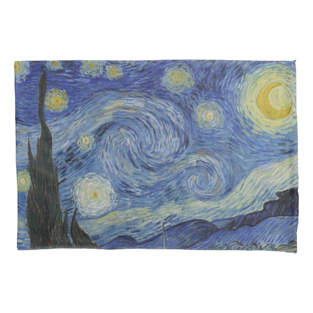 The Starry Night, oil painting, Vincent Van Gogh Pillowcase (Front)