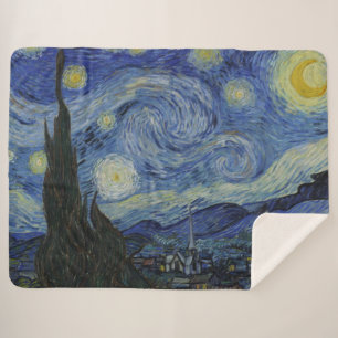 The Starry Night, oil painting, Vincent Van Gogh Sherpa Blanket