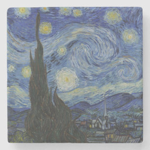 The Starry Night, oil painting, Vincent Van Gogh Stone Coaster