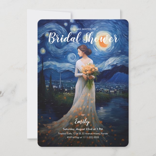 The Starry Night Theme Bridal Shower | Wedding Invitation (Front)