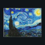 The Starry Night - Van Gogh Postcard<br><div class="desc">The Starry Night is an oil on canvas painting by Dutch Post-Impressionist painter Vincent van Gogh. Painted in June 1889,  it depicts the view from the east-facing window of his asylum room at Saint-Rémy-de-Provence,  just before sunrise,  with the addition of an imaginary village</div>