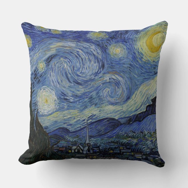 The Starry Night  Vincent van Gogh 1889 Cushion (Front)