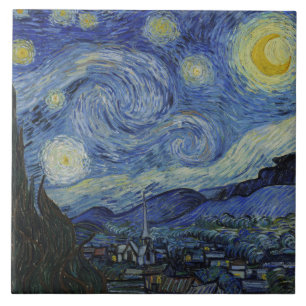The Starry Night (Vincent van Gogh) (Famous Art) Ceramic Tile