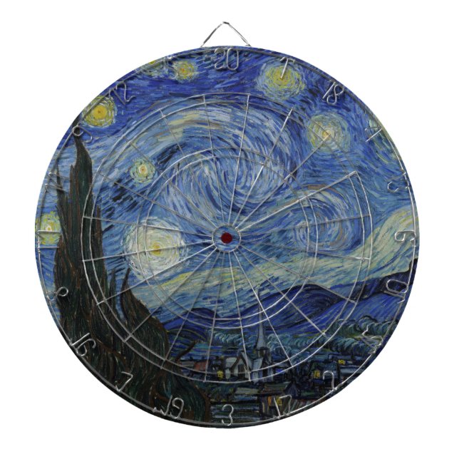 The Starry Night (Vincent van Gogh) (Famous Art) Dartboard (Front)