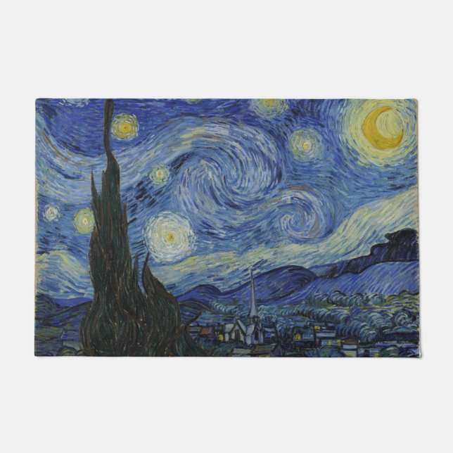 The Starry Night (Vincent van Gogh) (Famous Art) Doormat (Front)