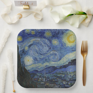 The Starry Night (Vincent van Gogh) (Famous Art) Paper Plate