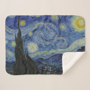 The Starry Night (Vincent van Gogh) (Famous Art) Sherpa Blanket