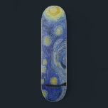 The Starry Night (Vincent van Gogh) (Famous Art) Skateboard<br><div class="desc">This design features a famous painting by the Dutch Post-Impressionist painter Vincent van Gogh (1853–1890). It depicts the view from the east-facing window of his asylum room at Saint-Rémy-de-Provence, just before sunrise; van Gogh also added an imaginary village to the scene. "The Starry Night" is one of the most recognised...</div>