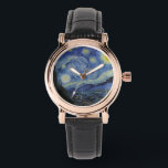 The Starry Night (Vincent van Gogh) (Famous Art) Watch<br><div class="desc">This design features a famous painting by the Dutch Post-Impressionist painter Vincent van Gogh (1853–1890). It depicts the view from the east-facing window of his asylum room at Saint-Rémy-de-Provence, just before sunrise; van Gogh also added an imaginary village to the scene. "The Starry Night" is one of the most recognised...</div>