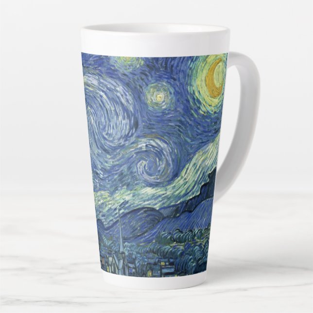 The Starry Night-Vincent van Gogh Latte Mug (Right Angle)