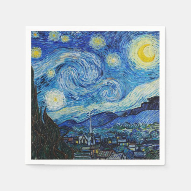 The Starry Night - Vincent Van Gogh Napkin (Front)