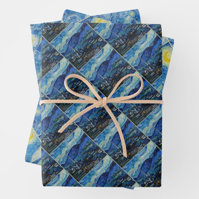 The Starry Night - Vincent Van Gogh Wrapping Paper Sheet (In situ)
