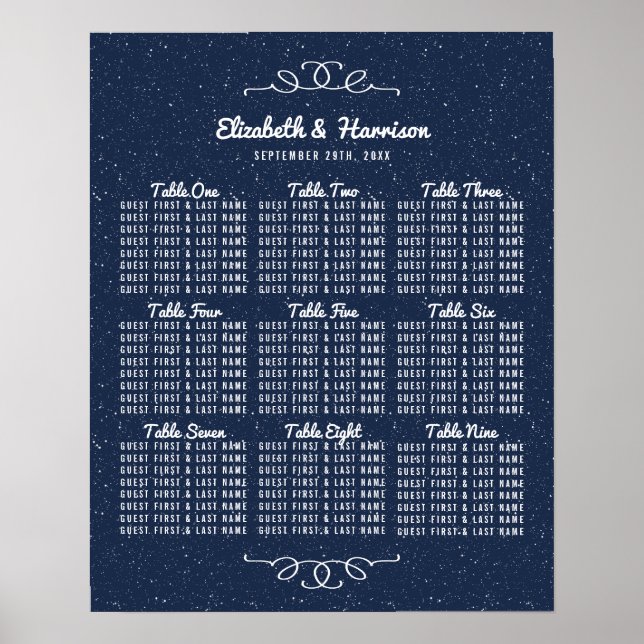 The Starry Night Wedding Collection Seating Chart (Front)