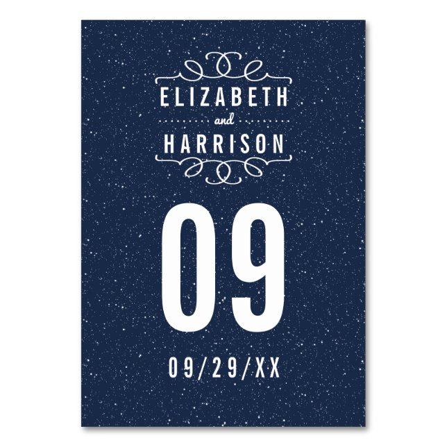 The Starry Night Wedding Collection Table Number (Front)