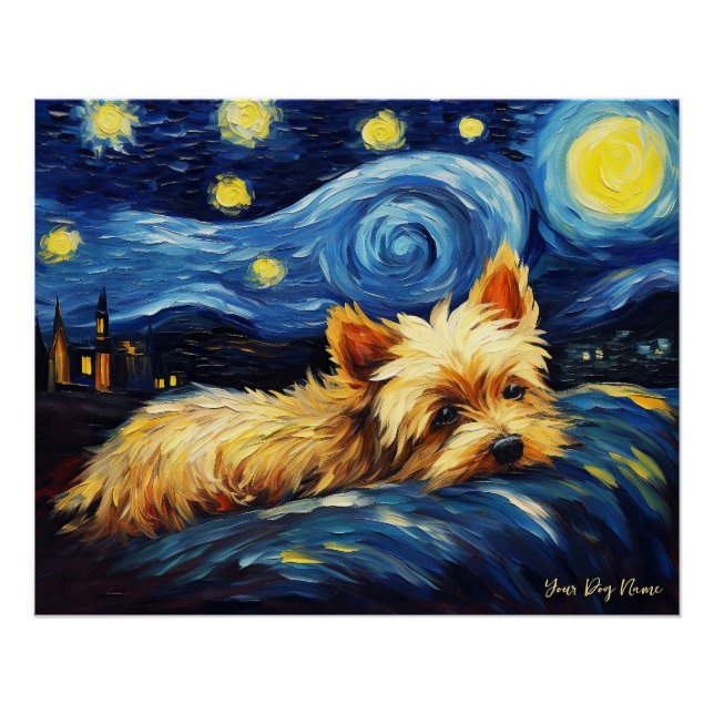 The starry night - Yorkshire Terrier Dog 003 - Qia Poster (Front)