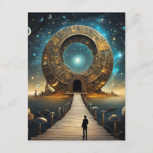 The stars wheel around the central point of the sp postcard