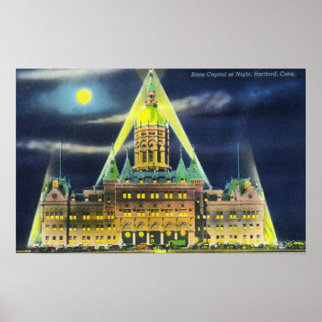 The State Capitol Building at Night Poster (Front)