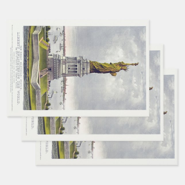 The Statue of Liberty, The Great Bartholdi Statue Wrapping Paper Sheet (Set)