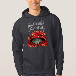 The Stealthy & Starchy: Russian Blue Ninja Cat Hoodie
