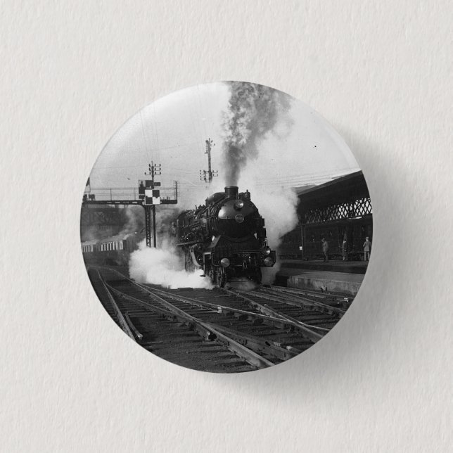 The Steam Train Arrives! circa 1864 the 3 Cm Round Badge (Front)