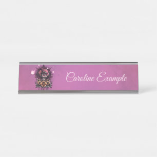The Steampunk Owl: Guardian of Secrets.  Desk Name Plate