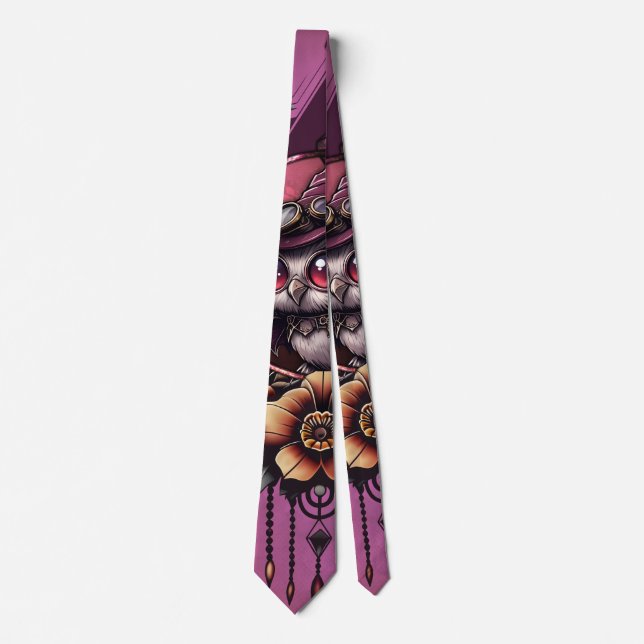 The Steampunk Owl: Guardian of Secrets.  Tie (Front)
