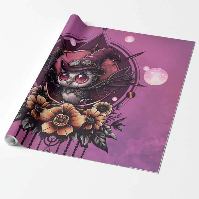 The Steampunk Owl: Guardian of Secrets.  Wrapping Paper (Unrolled)