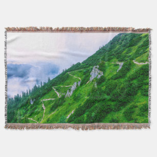 The steep path on the mountain throw blanket
