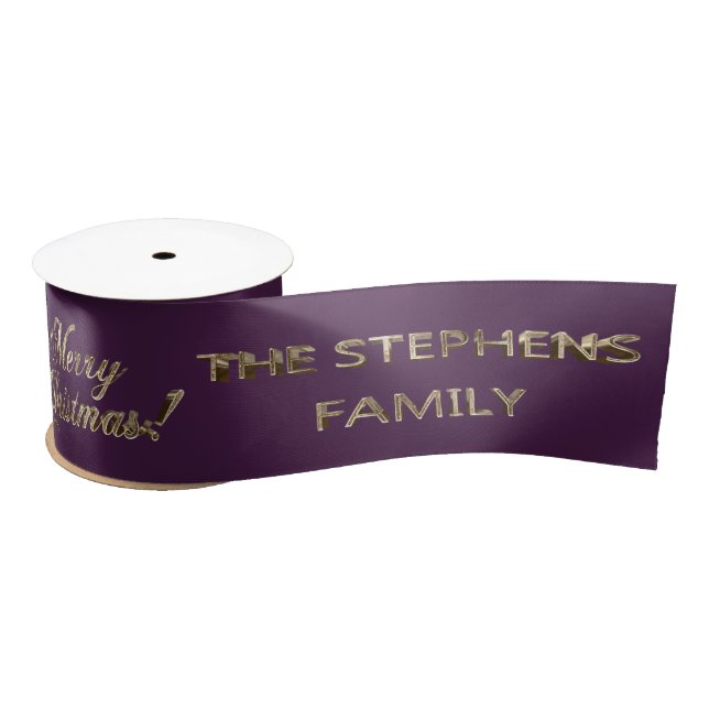 The Stephens Family Name Elegant Faux Gold Script Satin Ribbon (Spool)