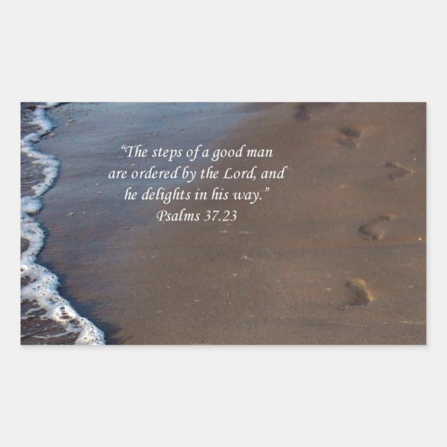 "The Steps of a Good Man" Footprints Ocean Sticker (Front)