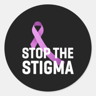 The Stigma End Addiction Purple Ribbon Awareness Classic Round Sticker