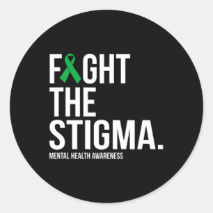 The Stigma Green Ribbon Mental Health  Classic Round Sticker
