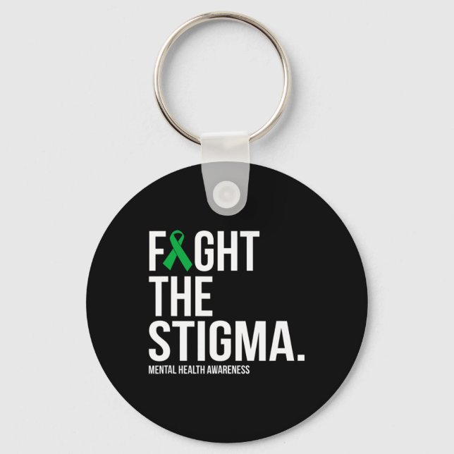 The Stigma Green Ribbon Mental Health  Key Ring (Front)