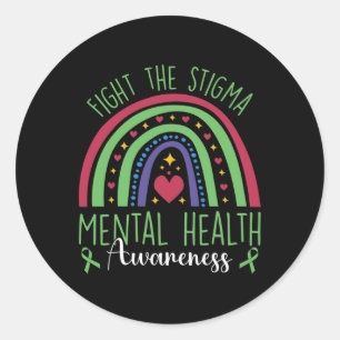 The Stigma Mental Health Awareness Green Ribbon 3 Classic Round Sticker