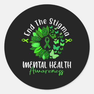 The Stigma Mental Health Awareness Ribbon Butterfl Classic Round Sticker