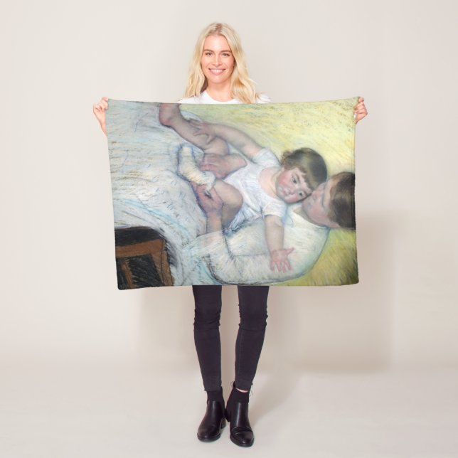 The Stocking, Mary Cassatt Fleece Blanket (In Situ)