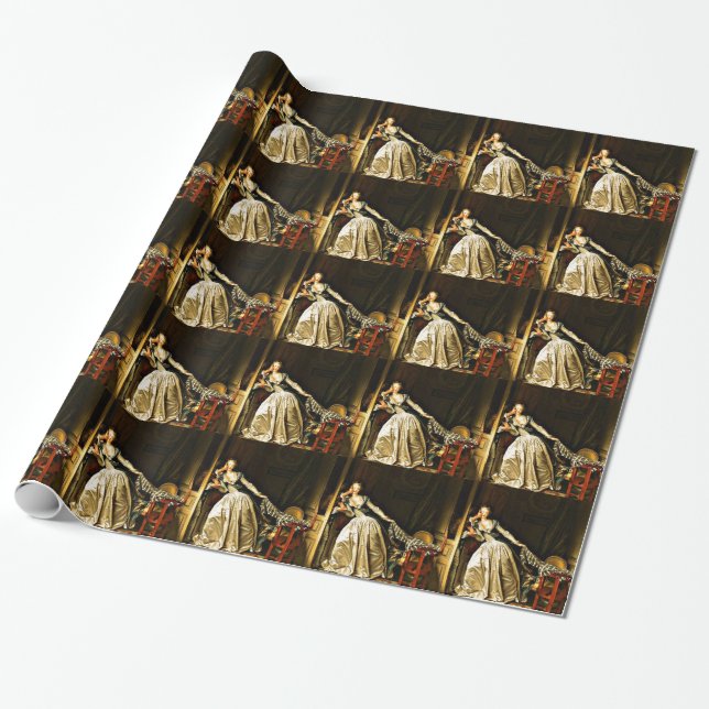 The Stolen Kiss, painting by Jean-Honore Fragonard Wrapping Paper (Unrolled)