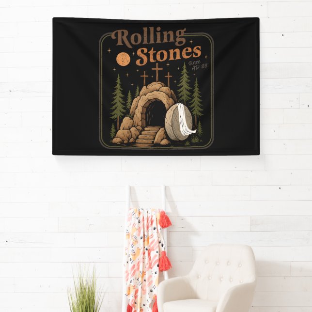 The Stone Was Rolled Away He Is Alive Easter Banner (Insitu)