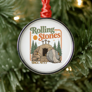 The Stone was Rolled Away He is Alive Metal Ornament