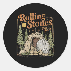 The Stone Was Rolled Away He Is Alive Retro Christ Classic Round Sticker
