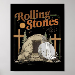 The Stone Was Rolled Away He Is Alive Retro Christ Poster