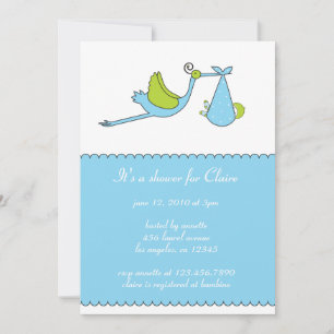 The Stork Boy Baby Shower Invitation Card