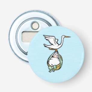 The Stork Carries a Baby Boy Bottle Opener