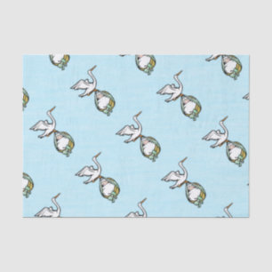 The Stork Carries a Baby Boy Tissue Paper